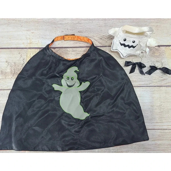 Build-A-Bear Other - Build A Bear BABW Halloween Ghost Cape And Treat Bag Black Orange White NO BOWS